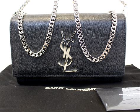 ysl bkack bag|ysl black bag with silver chain.